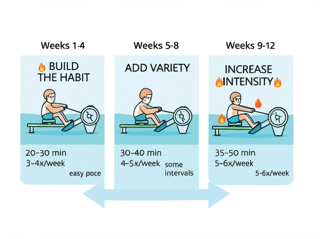 12-week rowing plan: build the habit, add variety, increase intensity